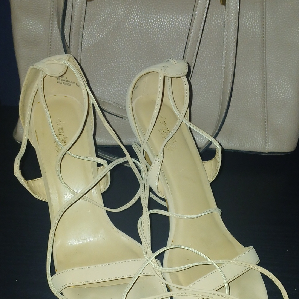 Charlotte Russe Cream Strappy Heels with Stiletto